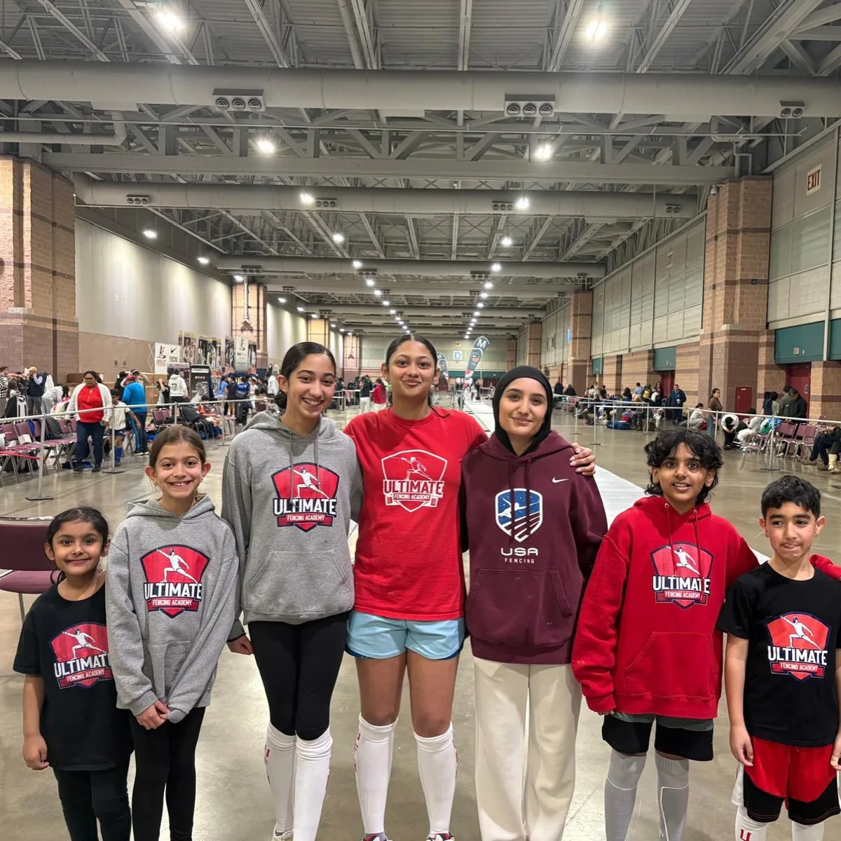 UFA students of all ages at a national fencing tournament in Dayton NJ