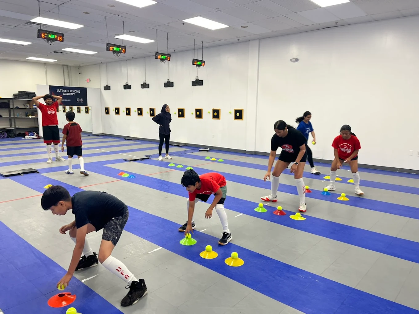 Cone drills for footwork at UFA camp