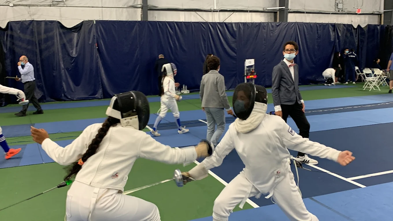 Fencing bout at competition